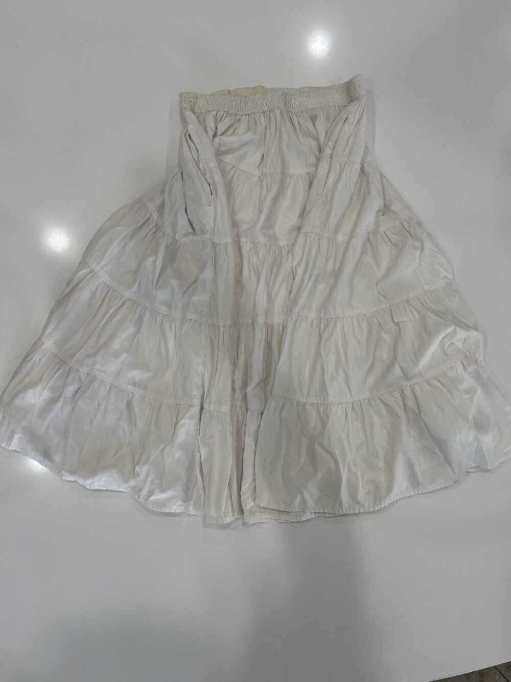 Medium Free People Tiered Midi Skirt Layered Smocked Pull On Side Pockets Pink